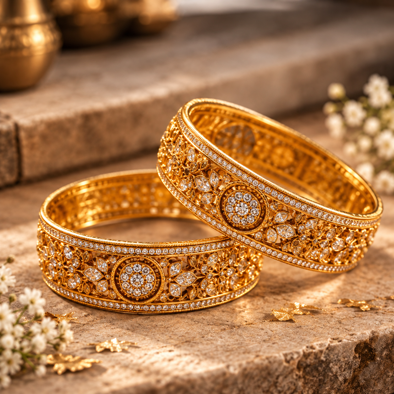 Artistry meets tradition: 22K hallmarked temple bangles 💫