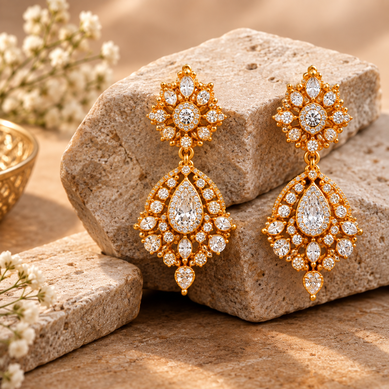 Earrings that dance with light from day to evening 🌸